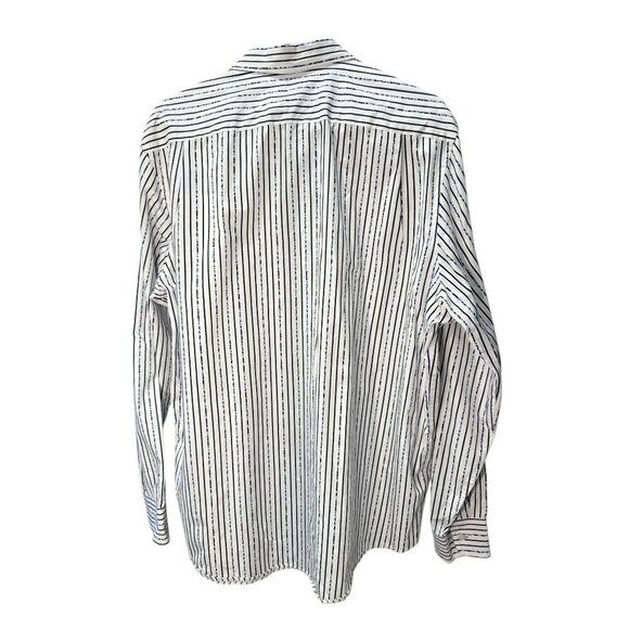 Michael Kors Classic Fit XL White & Navy Striped 100% Cotton Button-Up Shirt EUC - Picture 5 of 7